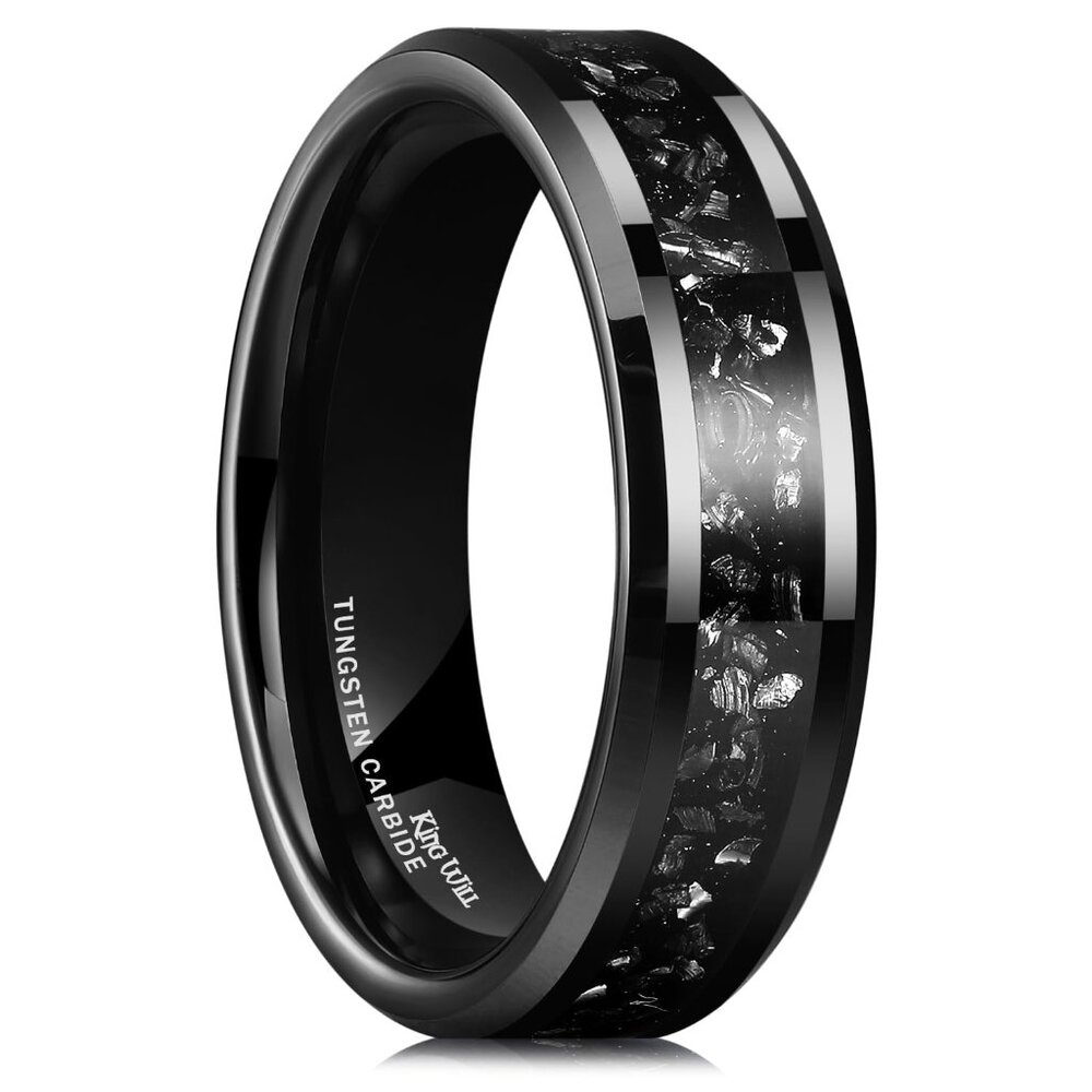 Tungsten Wedding Band Men's Comfort Fit Beveled Edge Elegant Minimal Ring